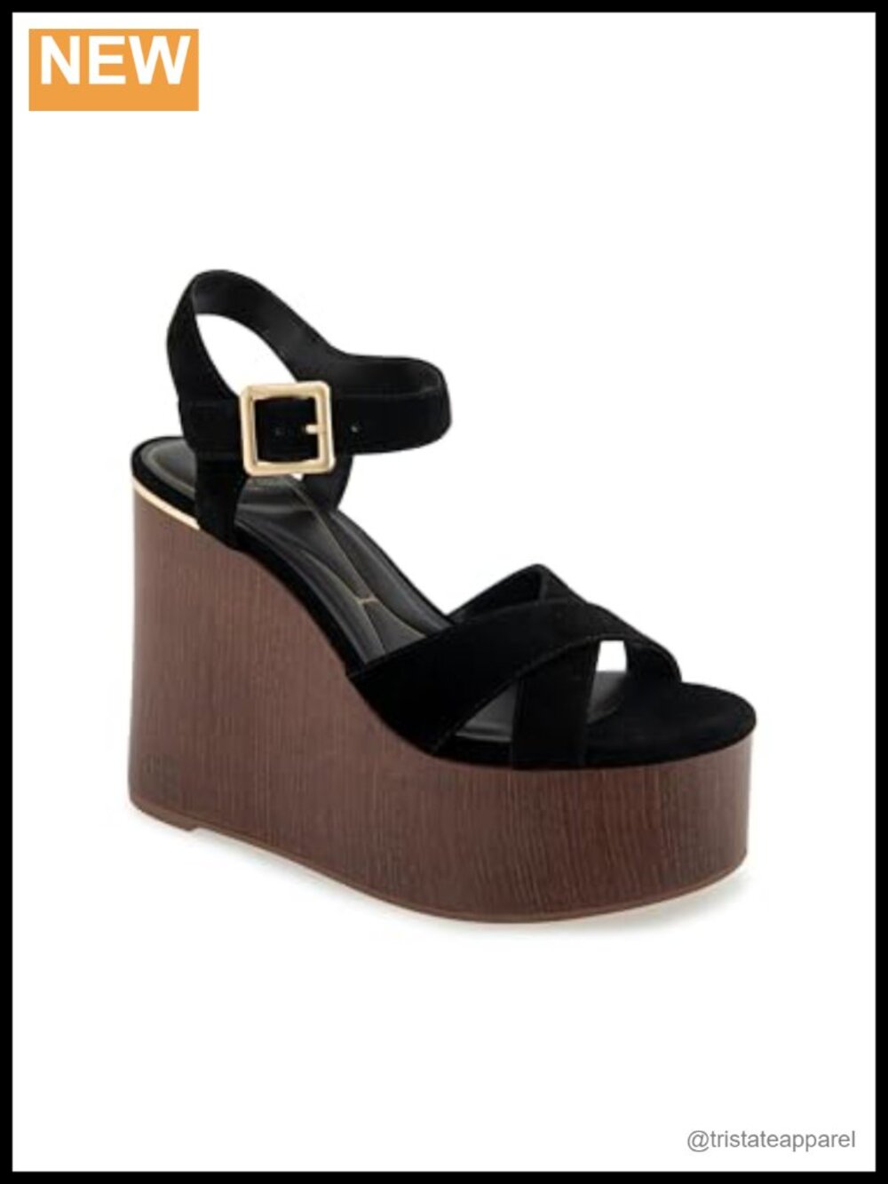 Women's Suede Wedge Sandals, Ankle Strap, Cushioned Footbed